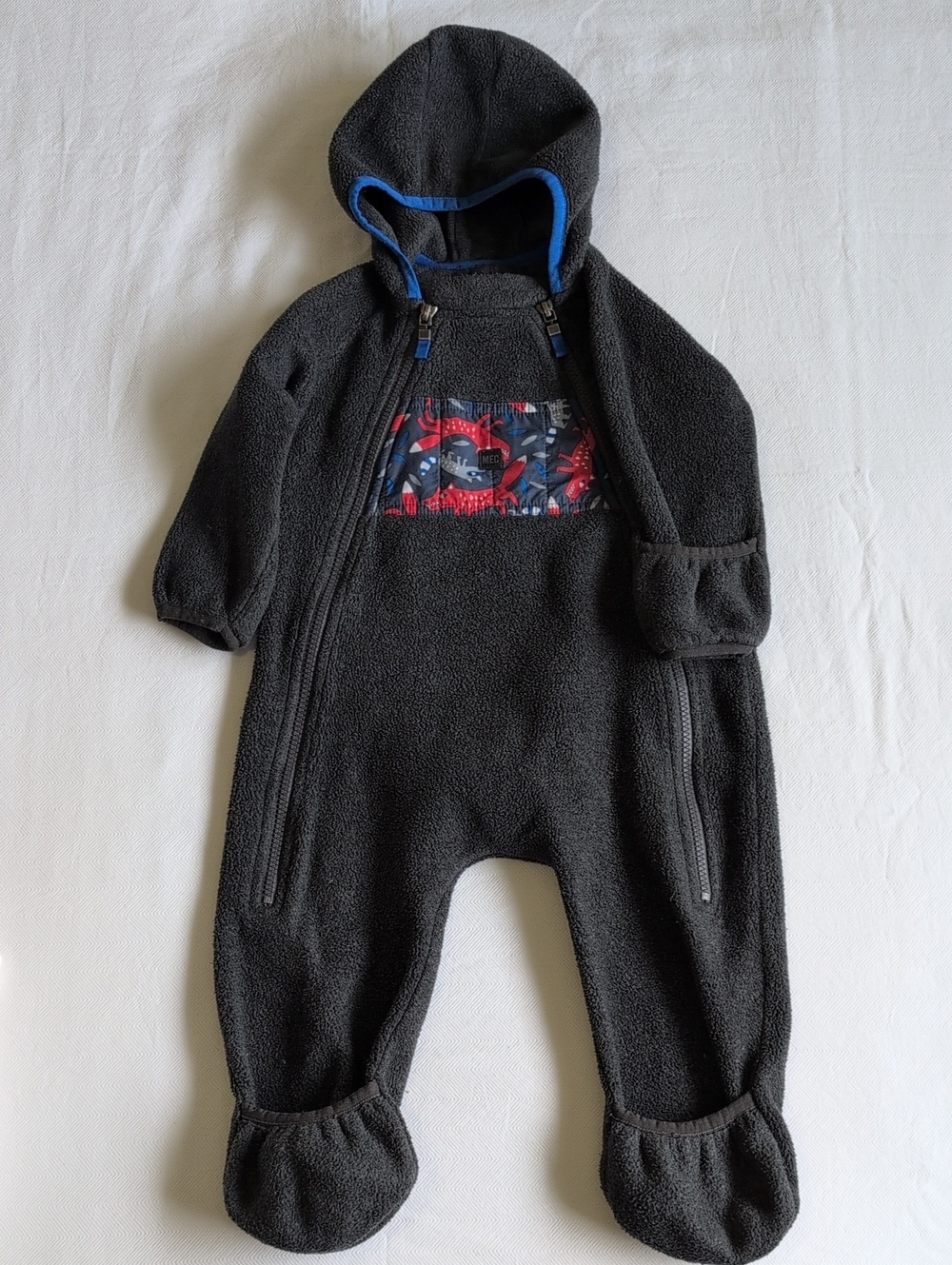 MEC | Ursus Hooded Fleece Bunting Suit Fox Print Convert Mitts Feet | 12M